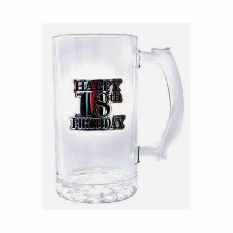 Happy 18th Birthday Glass Stein | Milestone Birthday Gift