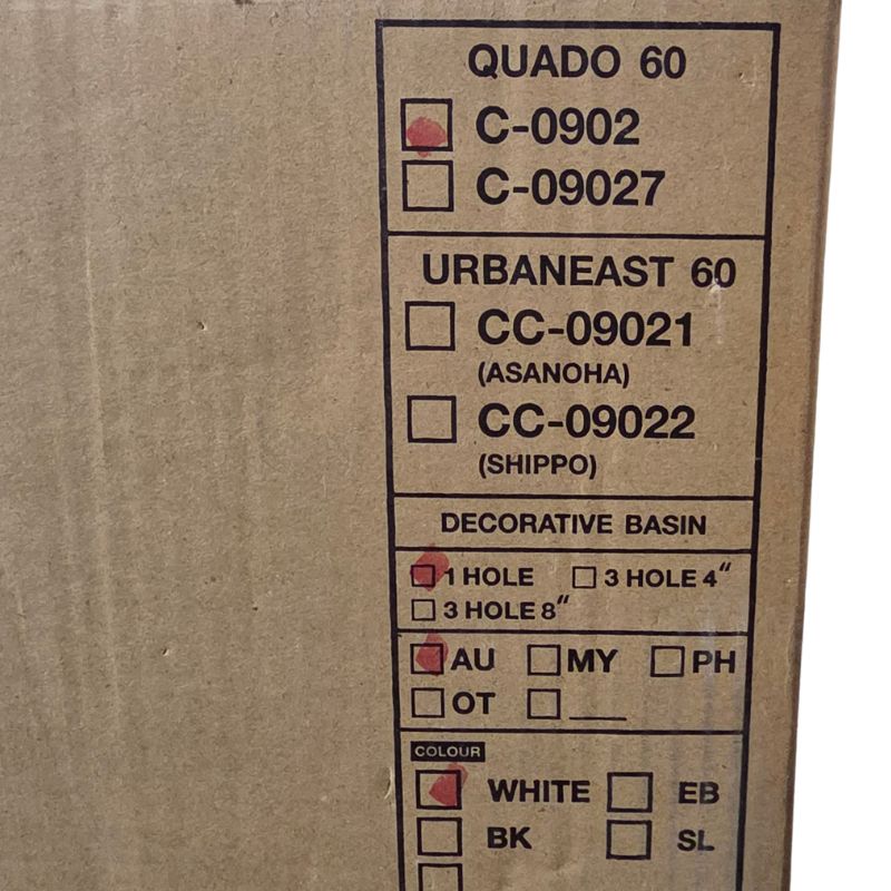 COTTO Quado 60 Ceramic Countertop Basin | White | 1 Tap Hole Bathroom Sink