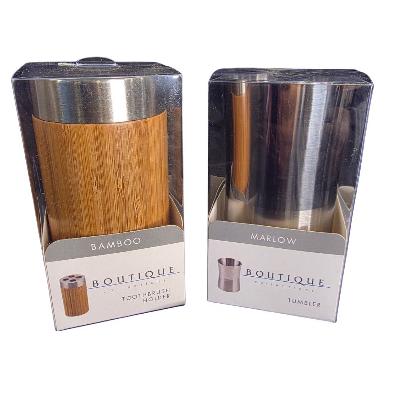 Boutique Marlow Bathroom Tumbler | Stainless Steel Toothbrush Holder & Bathroom Cup
