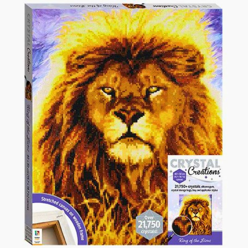 Crystal Creations: King of the Lions – 21,750 Crystal Diamond Art Kit | Framed Canvas