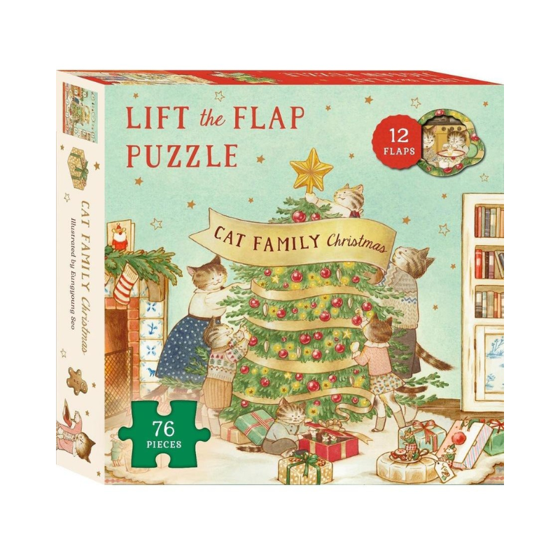 Cat Family Christmas Lift-the-Flap Puzzle β 76 Pieces