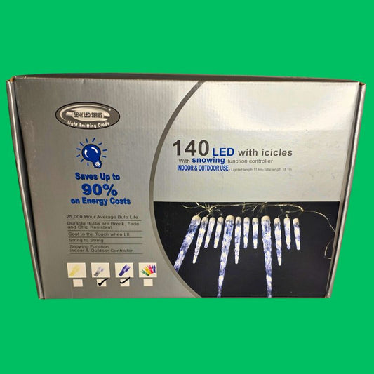 140 LED Snowing Icicle Lights – Indoor & Outdoor – White LEDs
