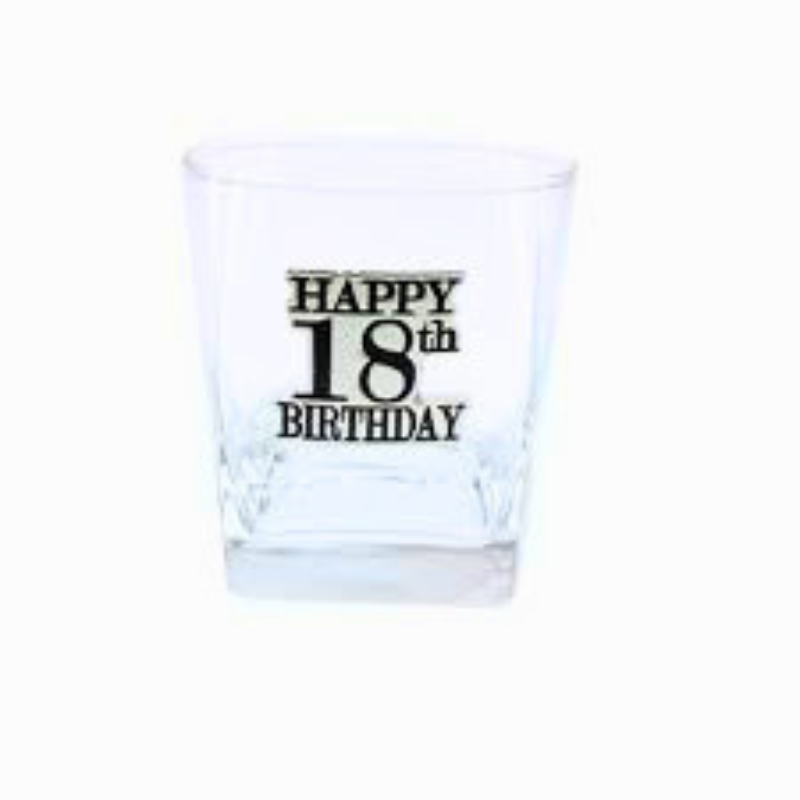 Happy 18th Birthday Tumbler Glass | Milestone Birthday Gift