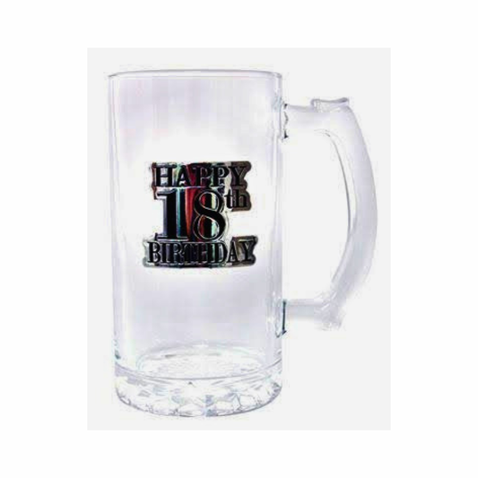Happy 18th Birthday Glass Stein | Milestone Birthday Gift