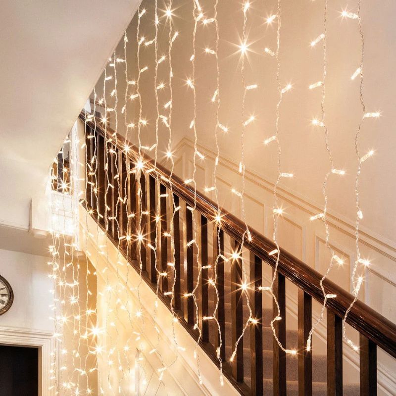 200 LED Warm White Curtain Fairy Lights | Indoor & Outdoor Christmas Curtain Lights