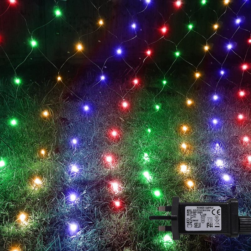 200 LED Multi Colour Net Lights –  Indoor & Outdoor Christmas Mesh Lights