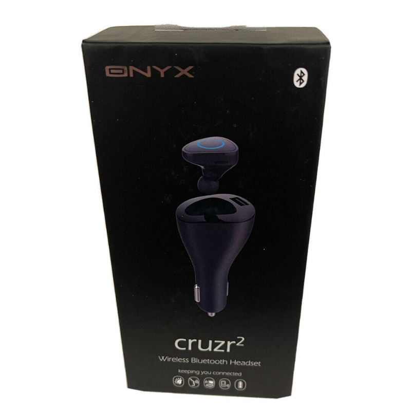 2 in 1 Car Bluetooth Headset ONYX cruzr2 Wireless Handsfree Headphone USB Charge