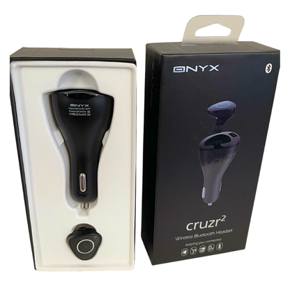 2 in 1 Car Bluetooth Headset ONYX cruzr2 Wireless Handsfree Headphone USB Charge