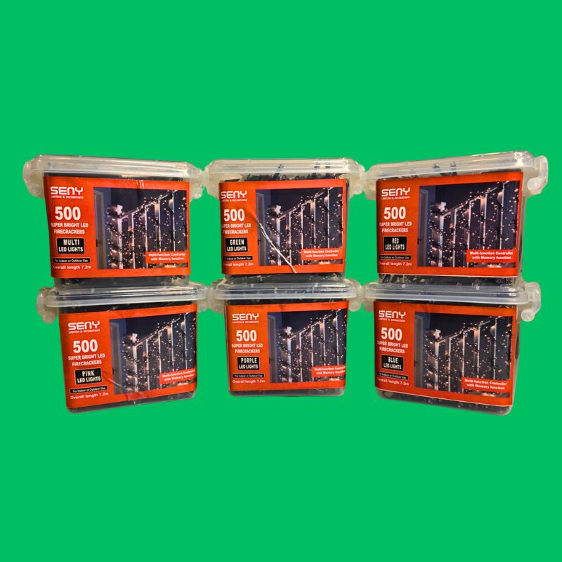 500 LED Firecracker String Lights – Assorted Colours – Indoor & Outdoor