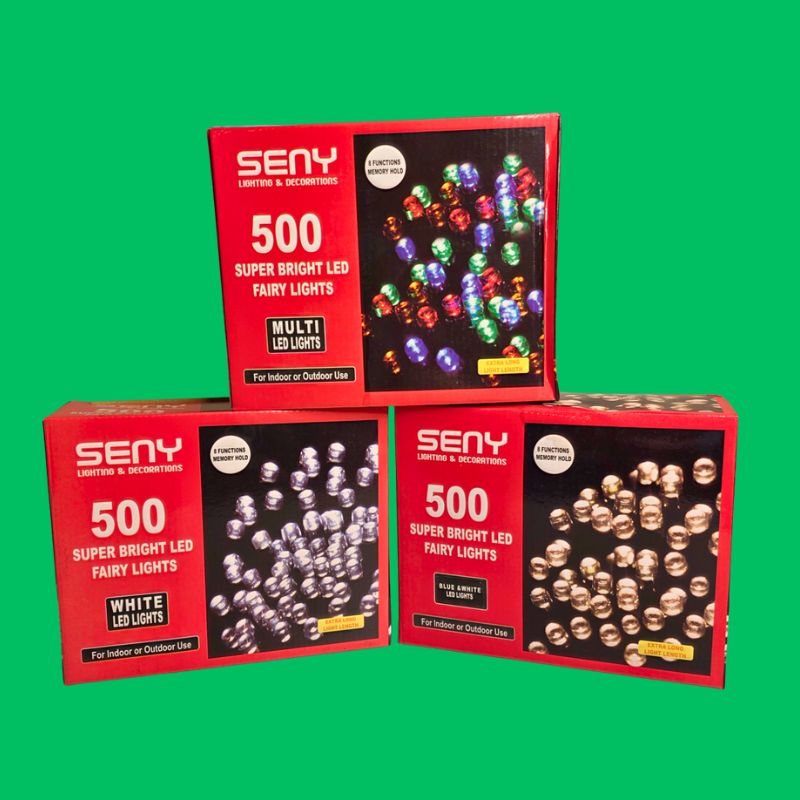 500 Super Bright LED Fairy Lights – Assorted Colours – Indoor & Outdoor