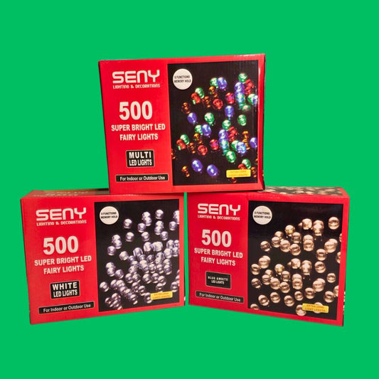 500 Super Bright LED Fairy Lights – Assorted Colours – Indoor & Outdoor
