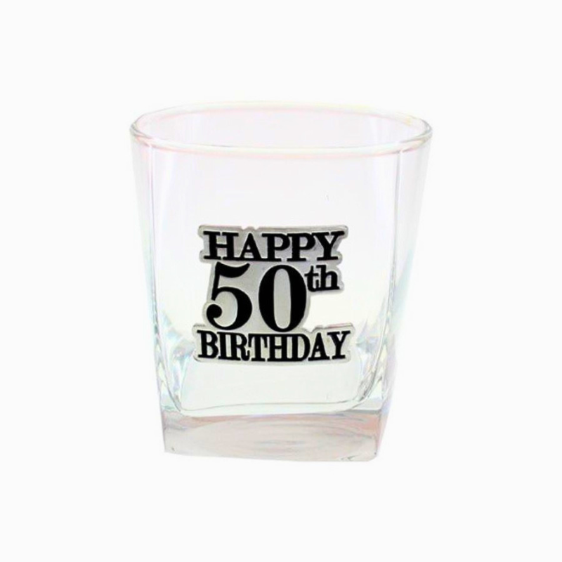 Happy 50th Birthday Tumbler Glass | Milestone Birthday Gift