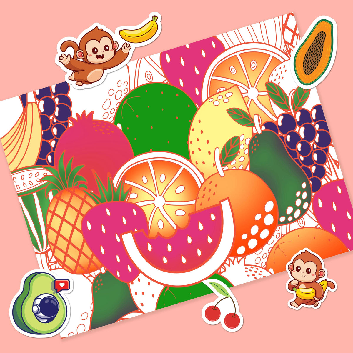 Tutti Frutti Colouring Set with Lap Desk