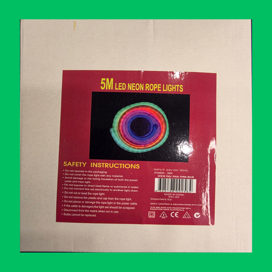 5m LED Neon Rope Lights – Indoor & Outdoor – Assorted Colours