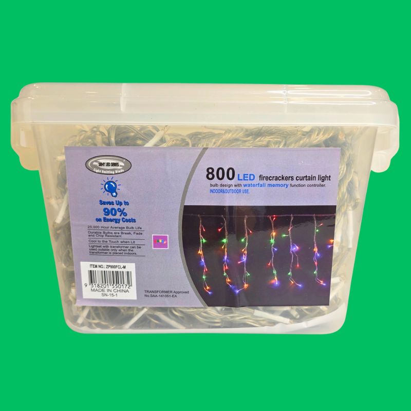 800 LED Firecracker Curtain Lights – Multicolour – Indoor & Outdoor