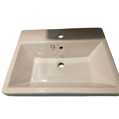 COTTO Quado 60 Ceramic Countertop Basin | White | 1 Tap Hole Bathroom Sink