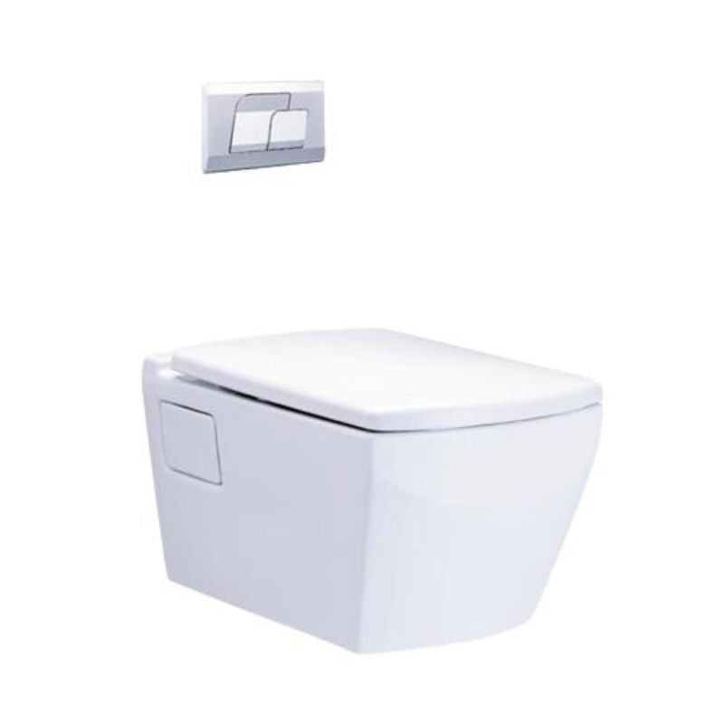 COTTO Tetragon Wall Face Toilet Suite | White | Modern Concealed Trap Toilet