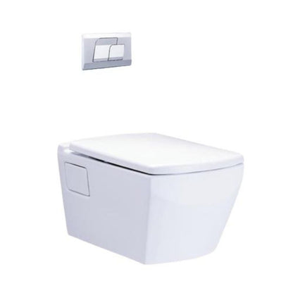 COTTO Tetragon Wall Face Toilet Suite | White | Modern Concealed Trap Toilet