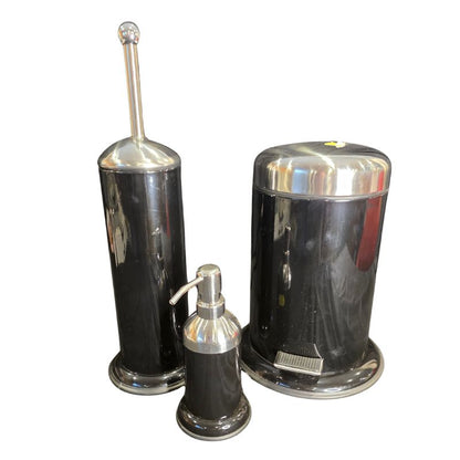 Black Pedal Bathroom Bin | Soft Close Waste Bin with Stainless Steel Lid | Matching Bathroom Collection