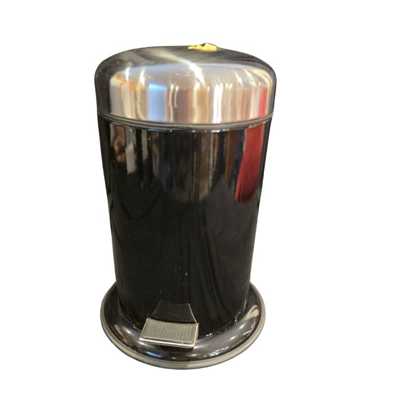 Black Pedal Bathroom Bin | Soft Close Waste Bin with Stainless Steel Lid | Matching Bathroom Collection