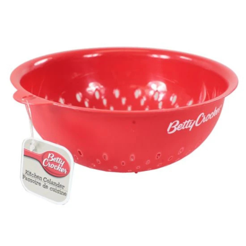 Betty Crocker Kitchen Colander | Red Strainer Bowl