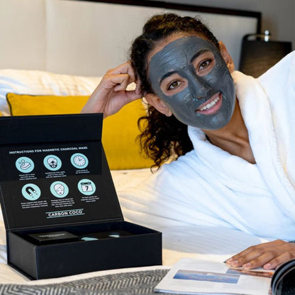 Carbon Coco Original Magnetic Charcoal Face Mask Kit | Deep Cleansing Magnetic Mask with Applicator & Magnetic Remover