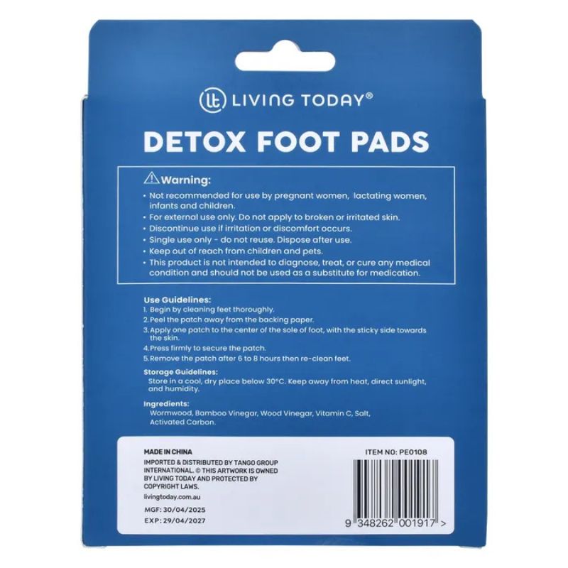 Living Today Detox Foot Pads 14 Pack | Overnight Adhesive Foot Patches