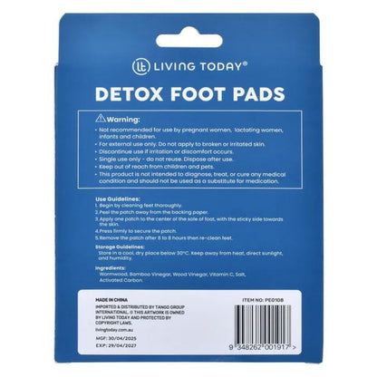 Living Today Detox Foot Pads 14 Pack | Overnight Adhesive Foot Patches