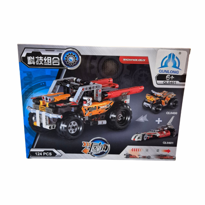 Qunlong Technology 2-in-1 Racing Car & Off-Road Vehicle Building Set – 124 Pieces | QL0401