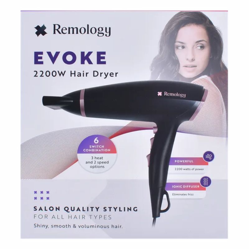 Remology Evoke 2200W Hair Dryer | Ionic Technology | 3 Heat & 2 Speed Settings