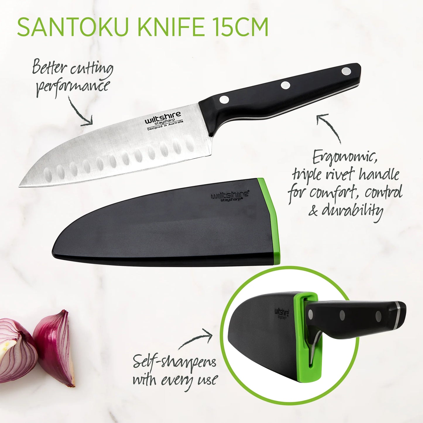 Wiltshire Staysharp Triple Rivet Santoku Knife 15cm