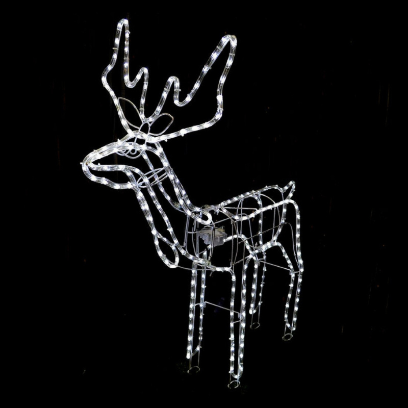 LED Standing Reindeer Motif – 97cm Indoor & Outdoor Christmas Light Decoration (White)