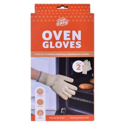 Cook Easy Oven Gloves – Set of 2 | Heat Resistant Kitchen & BBQ Gloves