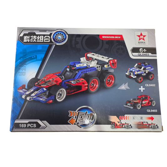 Qunlong Police Pull-Back Building Block Car – 184 Pieces
