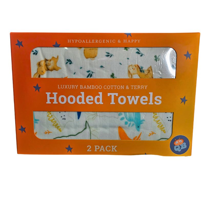 Quirky Bubba Luxury Bamboo Cotton & Terry Hooded Towels – 2 Pack | Soft Baby Bath Towels