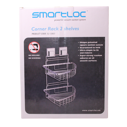 Smartloc Corner Rack 2 Shelves – Vacuum Suction Bathroom Storage