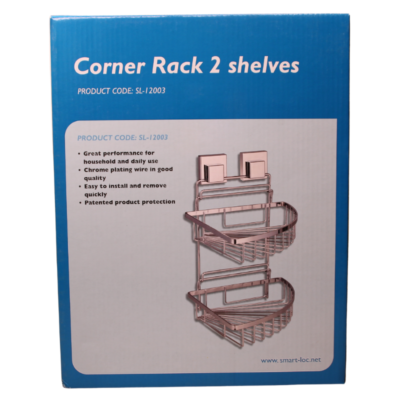 Smartloc Corner Rack 2 Shelves – Vacuum Suction Bathroom Storage