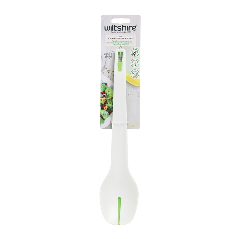 Wiltshire 2-in-1 Salad Servers & Tongs – White & Green