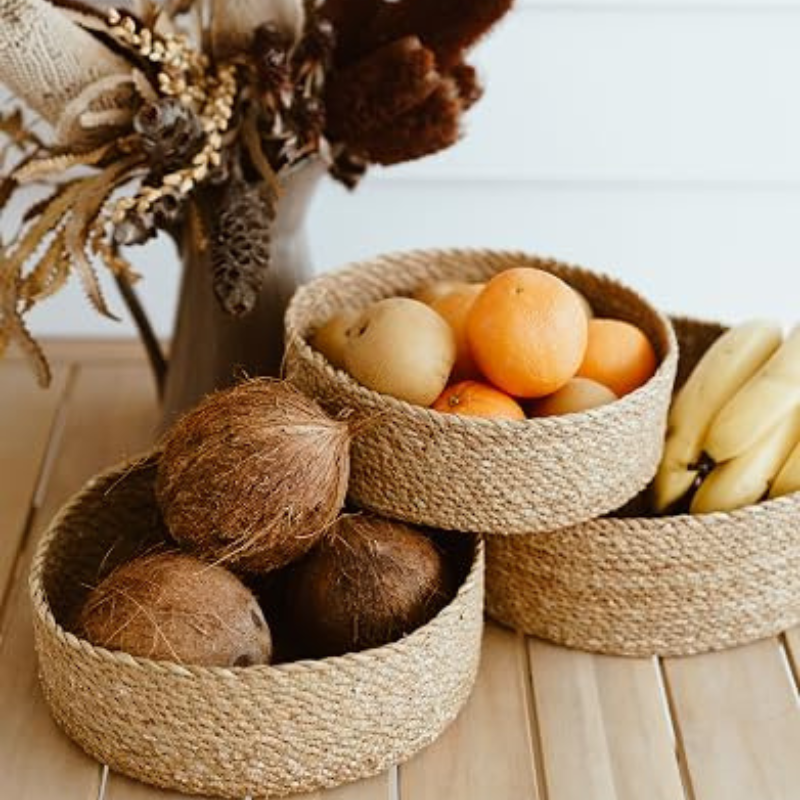 Birch + Ash Natural Seagrass Nesting Basket Set – Set of 3
