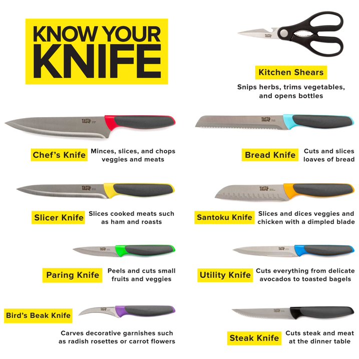 Tasty 15-Piece Soft Grip Knife Set with Block