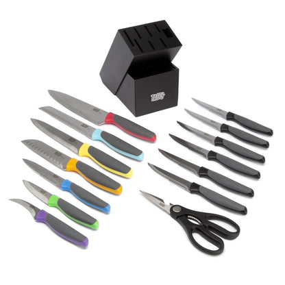 Tasty 15-Piece Soft Grip Knife Set with Block