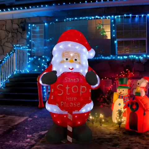 Acrylic Santa with Santa Stop Here Statue