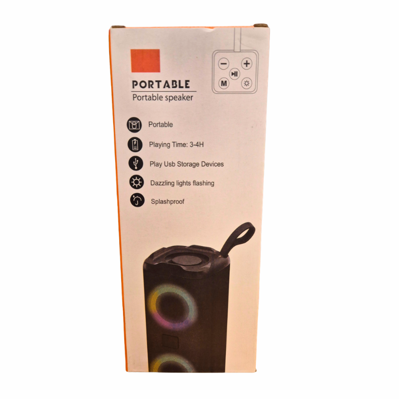 Portable Wireless Speaker with LED Lights – Black | Rechargeable Speaker